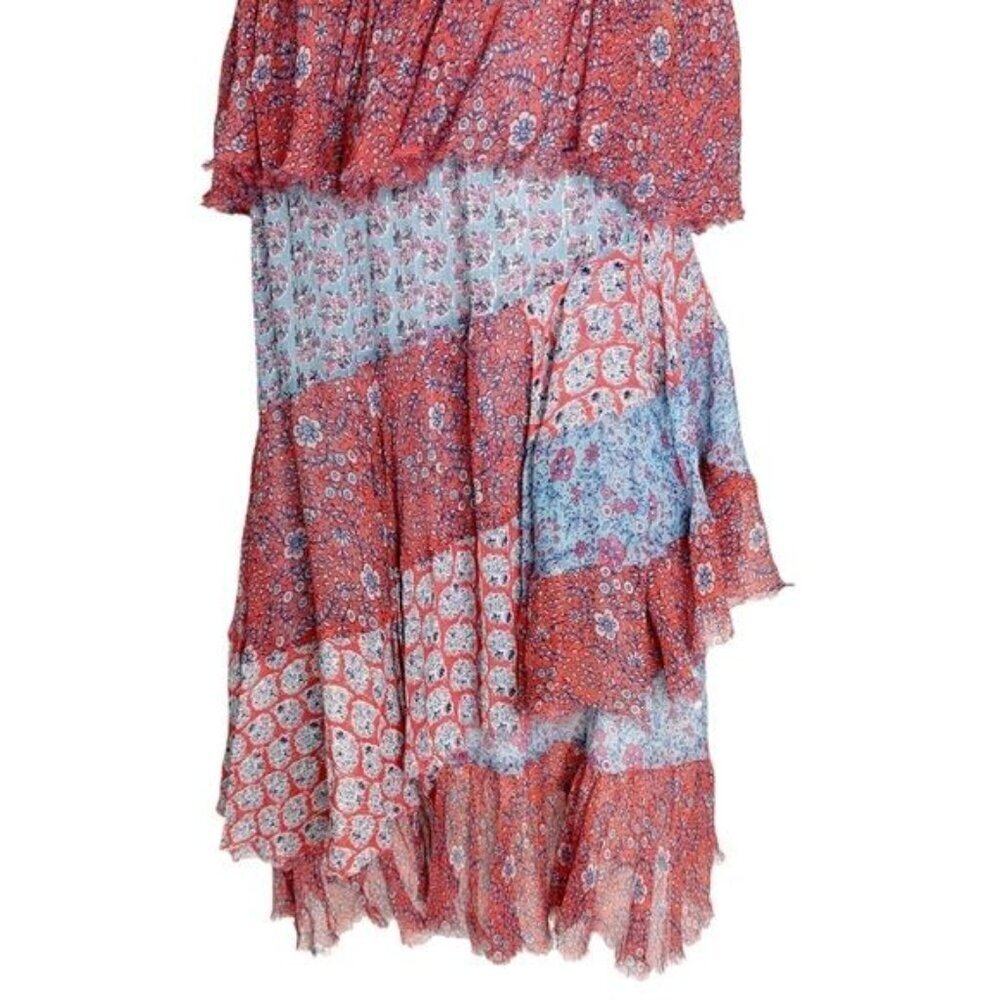 Rebecca Taylor Silk Off Shoulder Patchwork Mini Dress Mermaid Size S - Picture 8 of 15